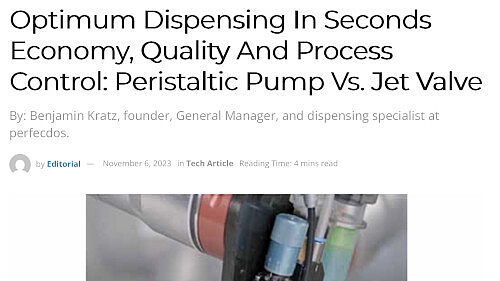 Optimum Dispensing In Seconds Economy, Quality And Process Control: Peristaltic Pump Vs. Jet Valve